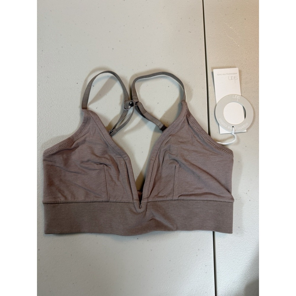SKIN Worldwide Organic Pima‎ Cotton Fawn Bralette Bra XS OCL71B